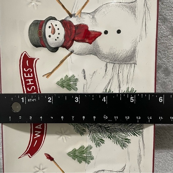 St. Nicholas Square Yuletide Snowman Treat Tray Warm Wishes NWT - Picture 2 of 6